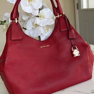 Michael Kors Red Shoulder Bag with Gold Hardware